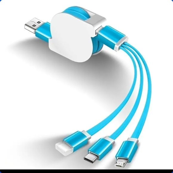 5/25 3-in-1 USB retractable Charger Lightning fast Micro USB Type C charger 3 ft - Picture 1 of 6